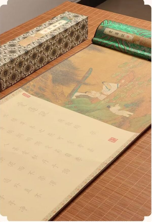 Xuan Paper Art Paper Calligraphy  Artworks  Tracing and Writing Scroll  of <  Ai Lian Shuo > Brocade Box Set