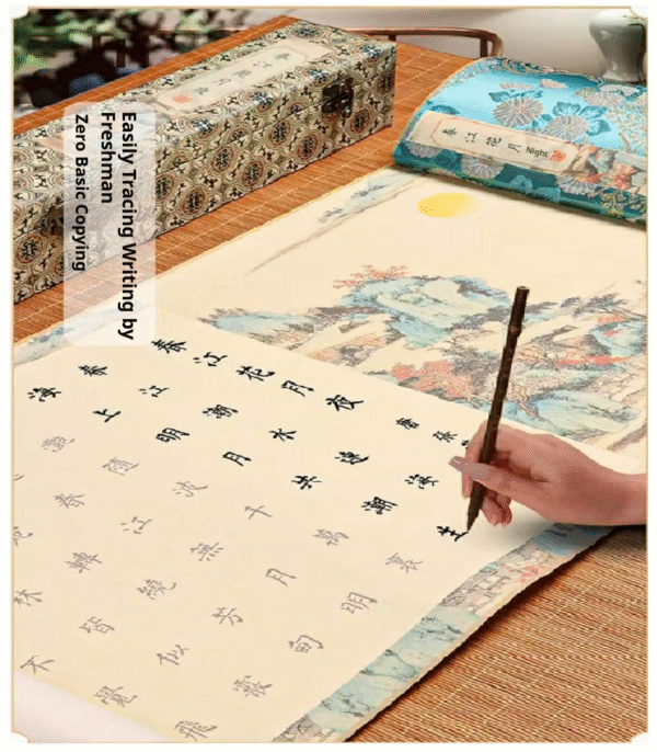 Xuan paper Art Paper Calligraphy Tracing and Writing Scroll of <CHUN JIANG HUA YUE YE >Song Brocade Box Set