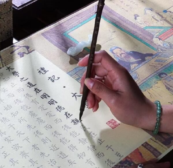 Chinese Xuan Paper Art Paper rice paper calligraphy paper Tracing Writing Copying Scroll of  < Li Ji Da Xue > Song Brocade Box Set