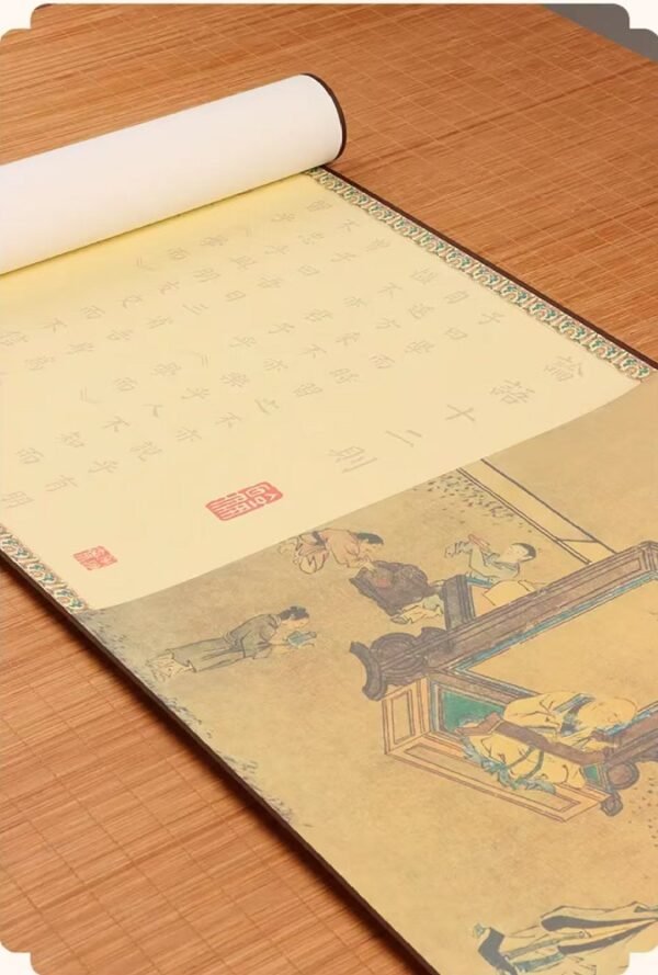 005 XUAN PAPER Art Paper Caligraphy Scroll Tracing Writing of < Twelve of Lun Yu> Song Brocade Box Set