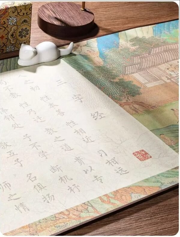 Xuan Paper Art Paper Caligraphy Artwork Tracing And Writing  Scroll of < San Zi Jing> Brocade Box Set