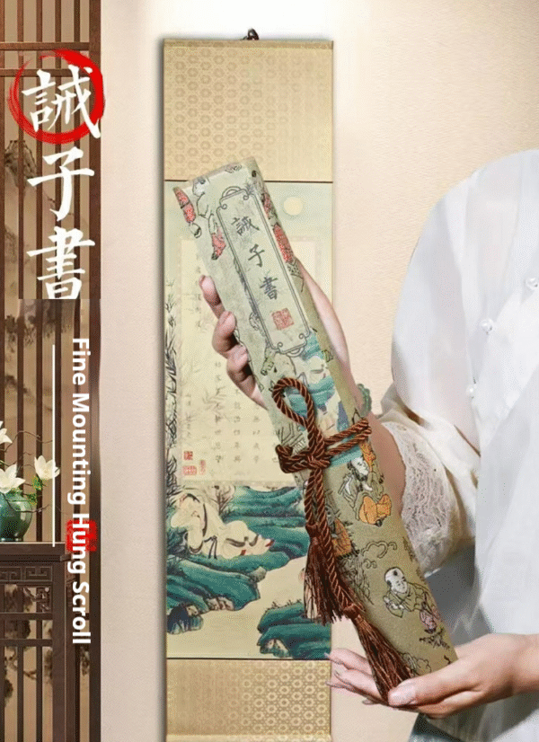 Xuan Paper Calligraphy Artwork Tracing Writing copying Scroll  Brocade Box Set of Chinese Culture of《Book of Warning And Vigilance 》by Zhu Ge Liang