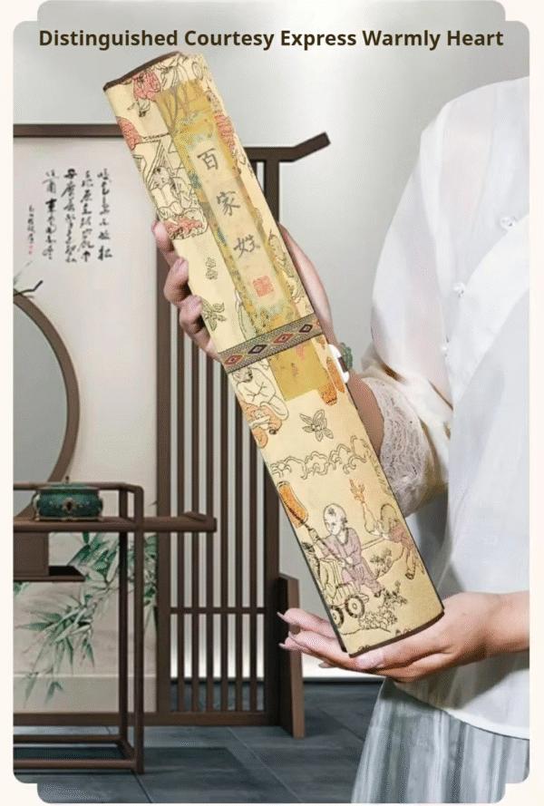 Xuan Paper Art Paper Calligraphy Scroll Tracing Writing of < BAI JIA XING> Brocade Box Set