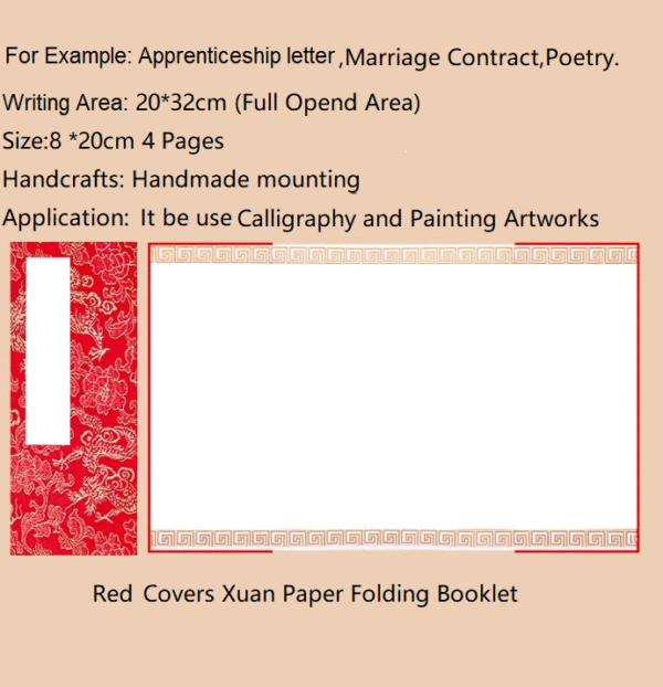 8*20cm xuan paper  calligraphy paper Art paper Drawing Painting Paper  Folding Brochure booklet Song Brocade Box Set