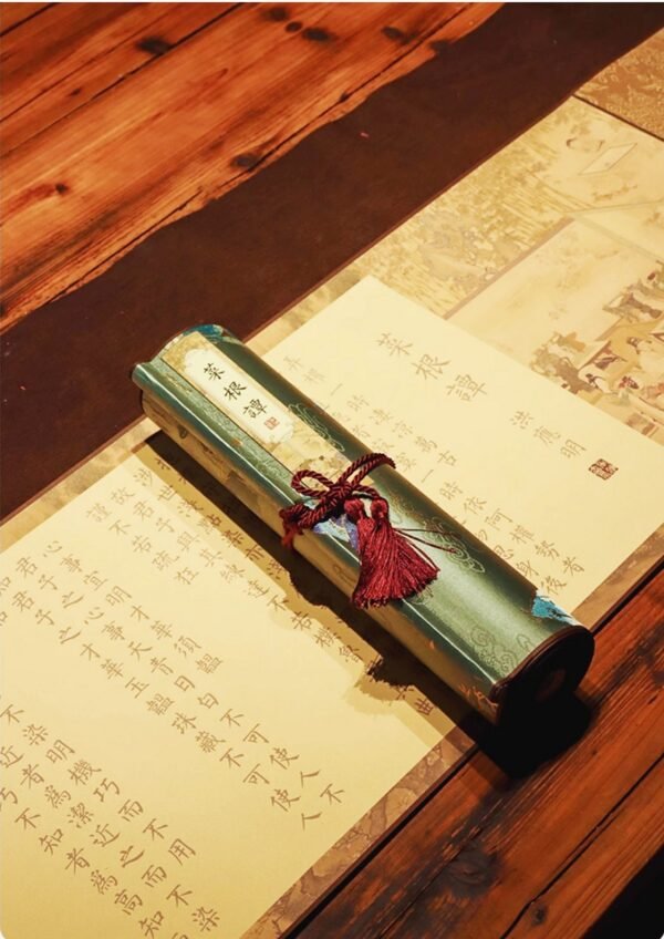 34*1157cm  Xuan Paper Art Paper Sumi-e Paper Tracing and Writing Hand Mounted Scroll of <CAI GEN TAN> Song Brocade Box Set Gift