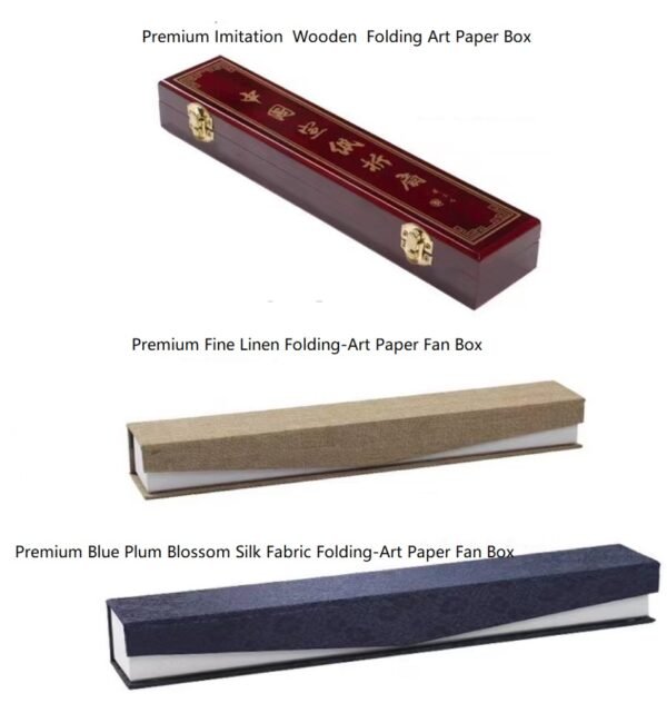 10 inch Xuan Paper Hand-Folding Fan Imitation Wooden Box 