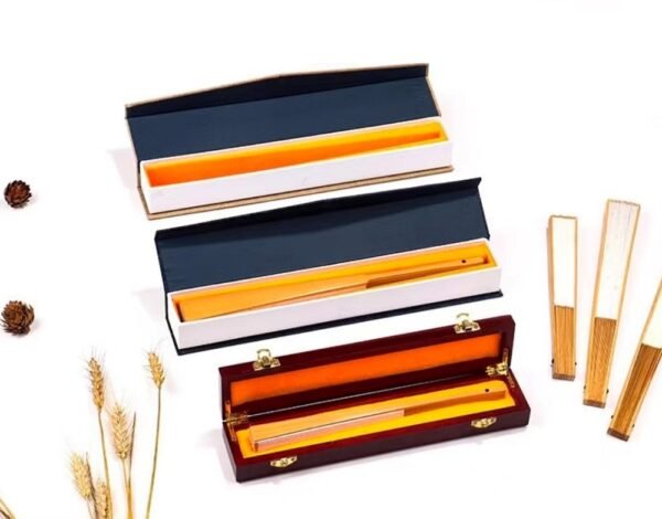 10 inch Xuan Paper Hand-Folding Fan Imitation Wooden Box 
