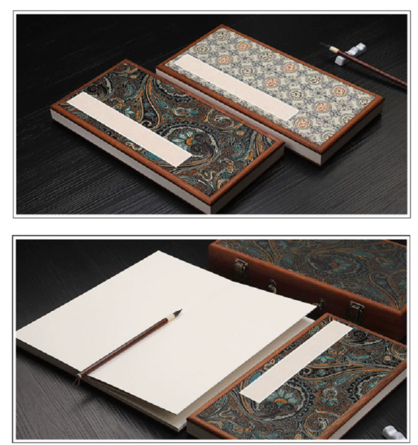 32*16cm Xuan Paper  Rice Paper  Art Paper Calligraphy Painting Paper  Sumi- E Paper Brochure list Ablum Red Wooden Box  Set
