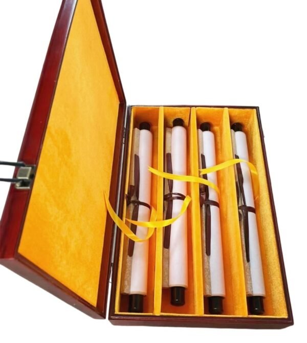 Xuan Paper Camphor wood Red Color Jewelry Box Painting Calligraphy Hand Scrolls 4pcs/set. Case