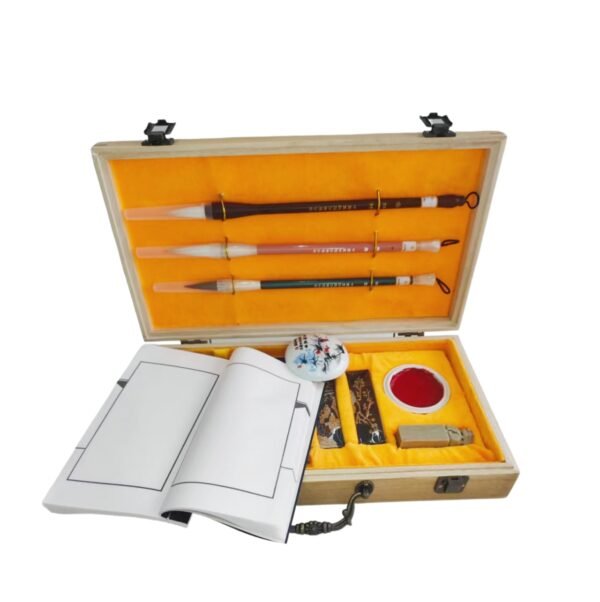 G5 The Chinese Four Treasures of Ancient Study Camphor Wood Collection Package Box Gift Set