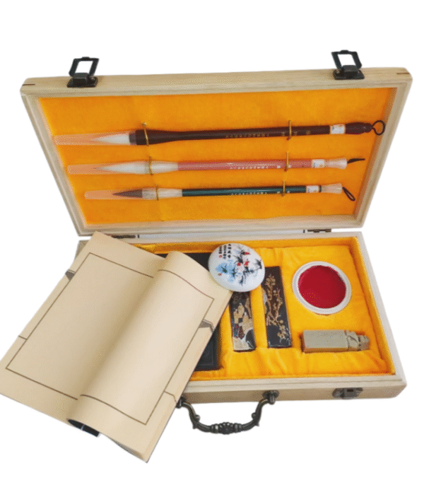 G6 The Chinese Four Treasures of Ancient Study Camphor Wood Collection Package Box Gift Set