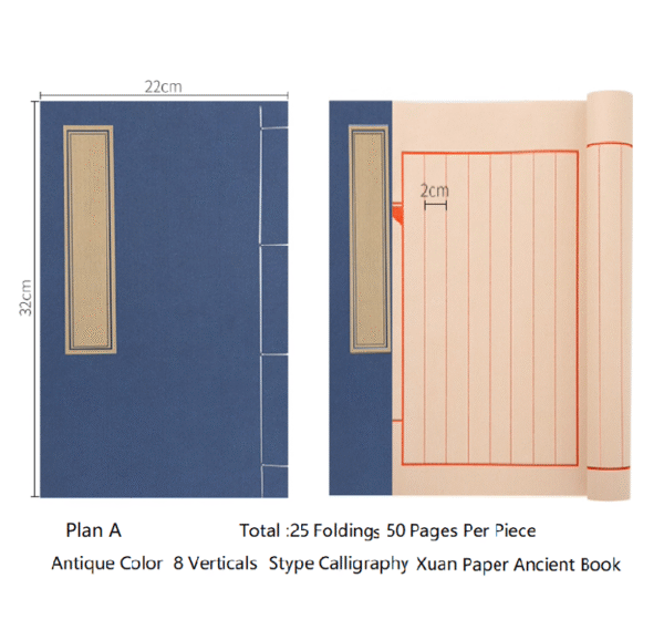 32*22cm 5 pcs / Lot Chinese Xuan Paper Half Ripe Calligraphy Pratice Book Art Stationary Supplies Traditional Thread Sewing Book Rice Paper Booklet