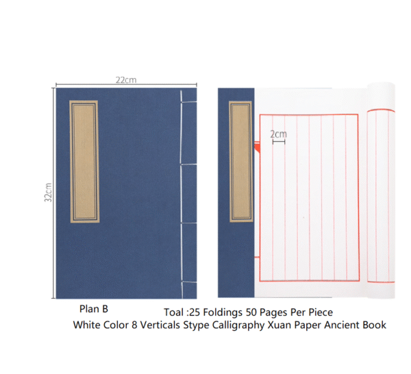 32*22cm 5 pcs / Lot Chinese Xuan Paper Half Ripe Calligraphy Pratice Book Art Stationary Supplies Traditional Thread Sewing Book Rice Paper Booklet