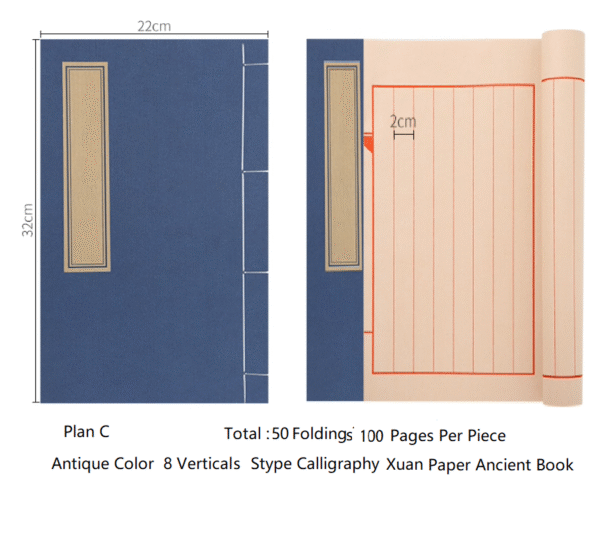 32*22cm 5 pcs / Lot Chinese Xuan Paper Half Ripe Calligraphy Pratice Book Art Stationary Supplies Traditional Thread Sewing Book Rice Paper Booklet