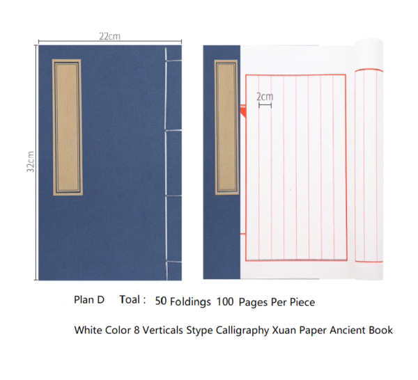 32*22cm 5 pcs / Lot Chinese Xuan Paper Half Ripe Calligraphy Pratice Book Art Stationary Supplies Traditional Thread Sewing Book Rice Paper Booklet