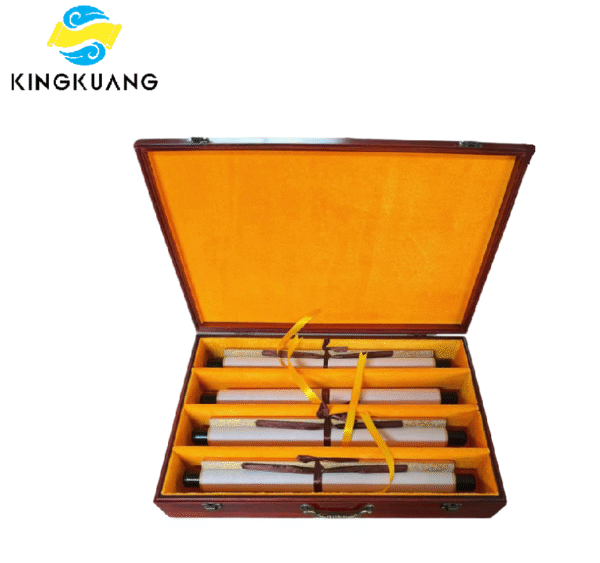 Xuan Paper Camphor wood Red Color Jewelry Box Painting Calligraphy Hand Scrolls 4pcs/set. Case