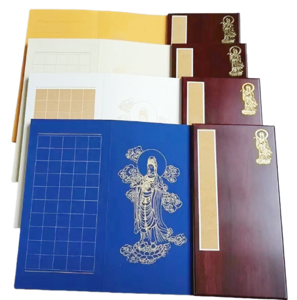 32*16cm  Xuan Paper Shakyo Paper Brochure Booklet Ablum Collection Gift Artworks Box Sets of The Heart Sutra Camphor Wood Red Color Box Package Articrafts.