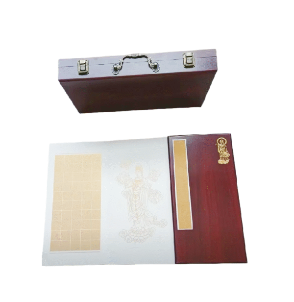 32*16cm  Xuan Paper Shakyo Paper Brochure Booklet Ablum Collection Gift Artworks Box Sets of The Heart Sutra Camphor Wood Red Color Box Package Articrafts.
