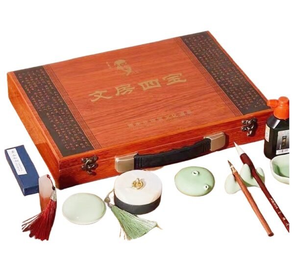 001_副本 Chinese Sumi-E Painting Calligraphy Four Treasures of Study Art Painting Tool Collection Storage Box Solid Wood Box