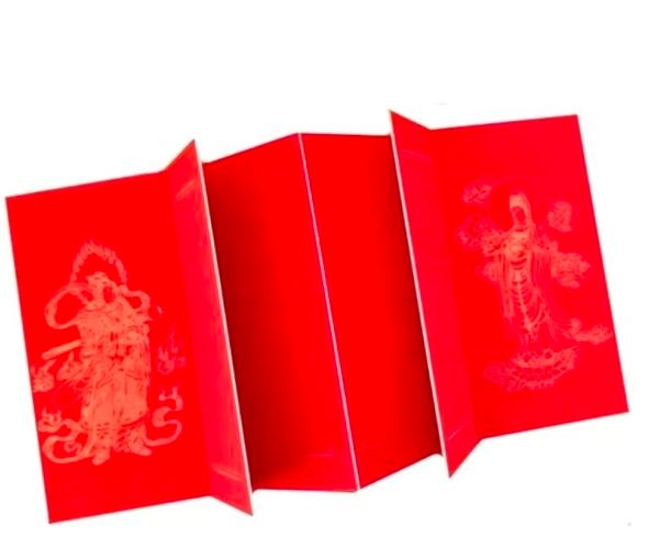 30*15cm Red xuan paper art Shakyo paper calligraphy paper artworks creation products writing painting paper The Heart Sutra Paper Box Sets Song Brocade Face Booklet