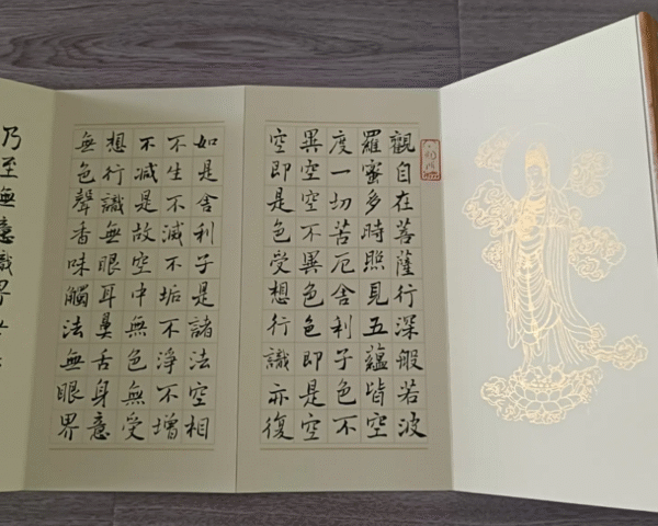 32*16cm  Xuan Paper Shakyo Paper Brochure Booklet Ablum Collection Gift Artworks Box Sets of The Heart Sutra Camphor Wood Red Color Box Package Articrafts.