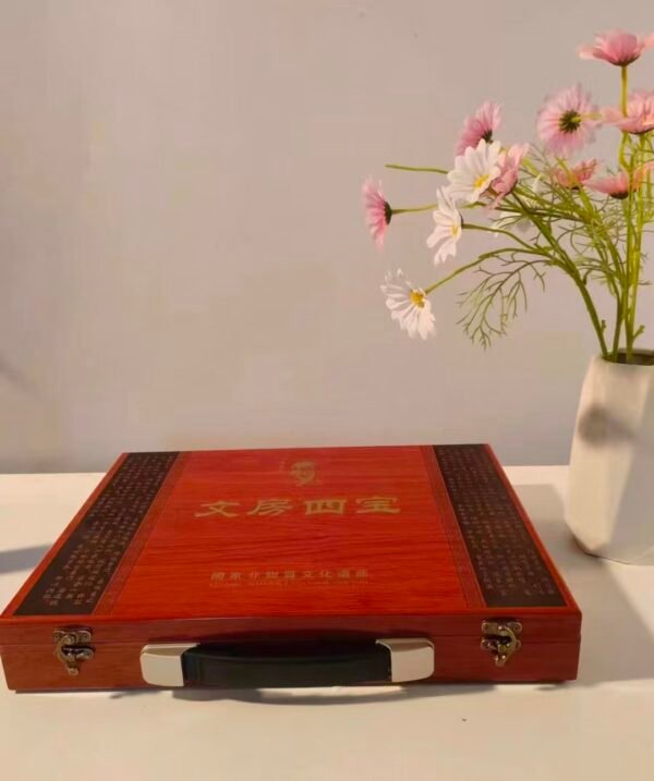 007 Chinese Sumi-E Painting Calligraphy Four Treasures of Study Art Painting Tool Collection Storage Box Solid Wood Box