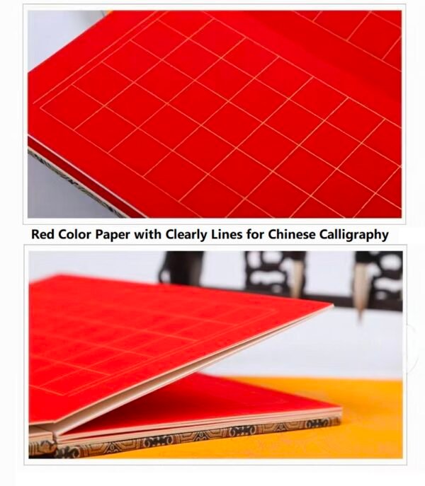 30*15cm Red xuan paper art Shakyo paper calligraphy paper artworks creation products writing painting paper The Heart Sutra Paper Box Sets Song Brocade Face Booklet