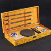 Plan B( Yellow Color Song Brocade Box Tools Set for Calligraphy ) Traditional Calligrapher's Tools: Comprehensive Stationery Pack Set Including Ink Stones & Pads for Enthusiasts Four Treasures of Study Chinese Ink Brush