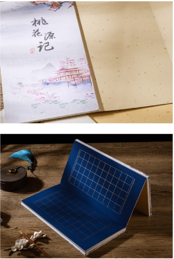 30*15cm Xuan Paper Rice Paper Calligraphy Paper Brochure Booklet for Writing Chinese Calligraphy of <The Peach Blossom Spring> Artworks Set