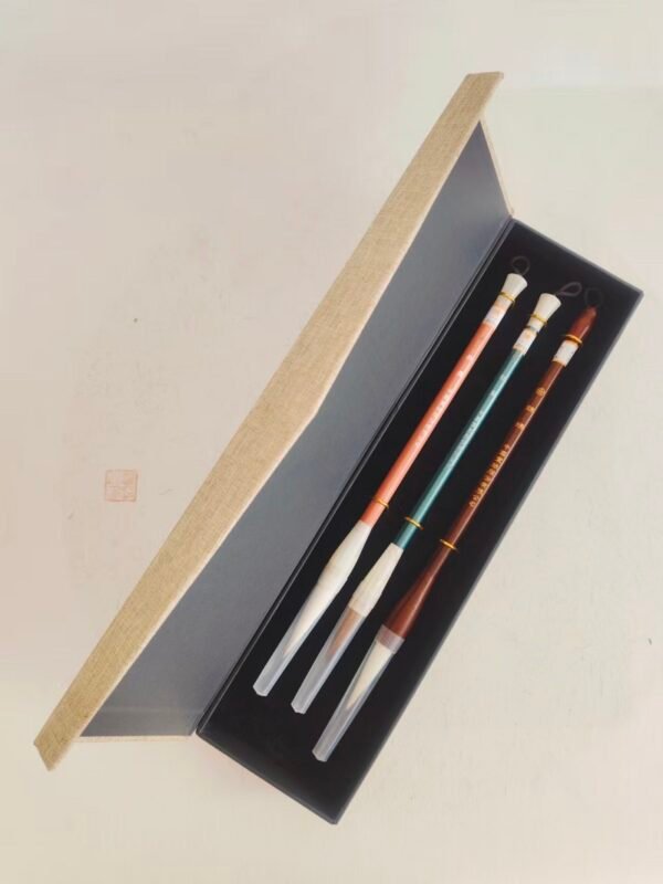 008 3pcs/ Lot Chinese Calligraphy Brush Pen Fine linen Magnet Box Set
