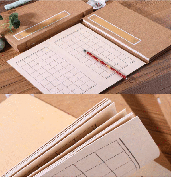 32*16cm Xuan Paper Calligraphy Paper Square Gird Booklet Box Set for Writing  < Qian Zi Wen>  <Chu Shi Biao>  <Teng Wang Ge Xu > < Zhu Zi Jia Xun >