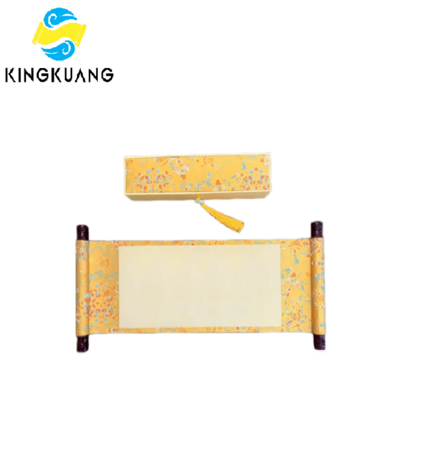 Golden Color Song Brocade Box with Xuan Paper Handicrafts Hand Scroll Art Craft Gift Set  For Painting Calligraphy Hanji ShuDao