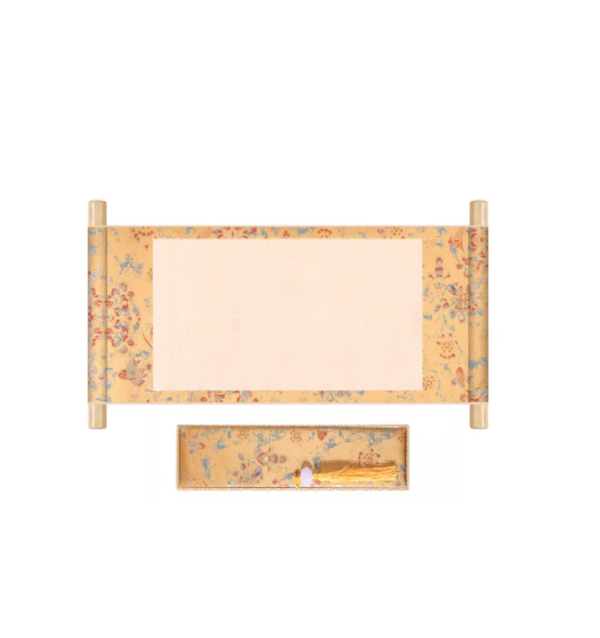 Golden Color Song Brocade Box with Xuan Paper Handicrafts Hand Scroll Art Craft Gift Set  For Painting Calligraphy Hanji ShuDao