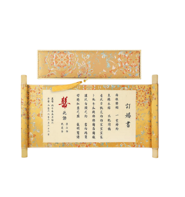 Golden Color Song Brocade Box with Xuan Paper Handicrafts Hand Scroll Art Craft Gift Set  For Painting Calligraphy Hanji ShuDao