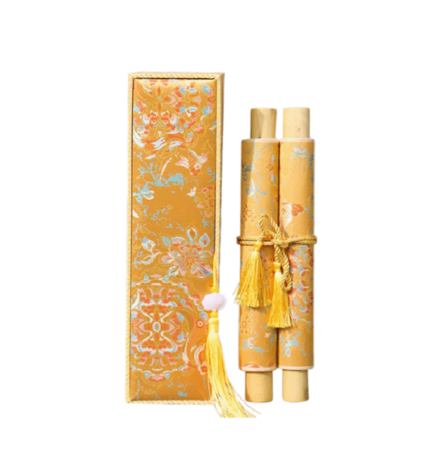 Golden Color Song Brocade Box with Xuan Paper Handicrafts Hand Scroll Art Craft Gift Set  For Painting Calligraphy Hanji ShuDao