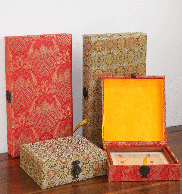 A4 29.7*21cm Xuan Paper Wood Frame Song Brocade Box Sets.