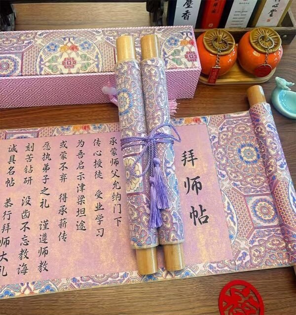 Xuan Paper Purple Color Art Crafts  Articrafts hand Scroll Box Set for Writing Chinese Calligraphy Paternity Book, Master's Letter etc.
