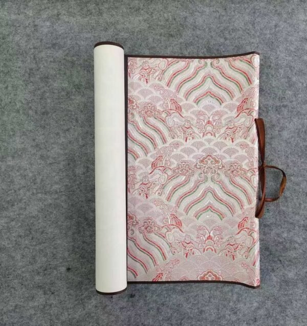 Xuan Paper Hand Scroll  100*34cm Song Brocade Box Pink  Cerulean Color Gift Necklaces Box
