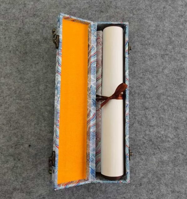 Xuan Paper Hand Scroll  100*34cm Song Brocade Box Pink  Cerulean Color Gift Necklaces Box