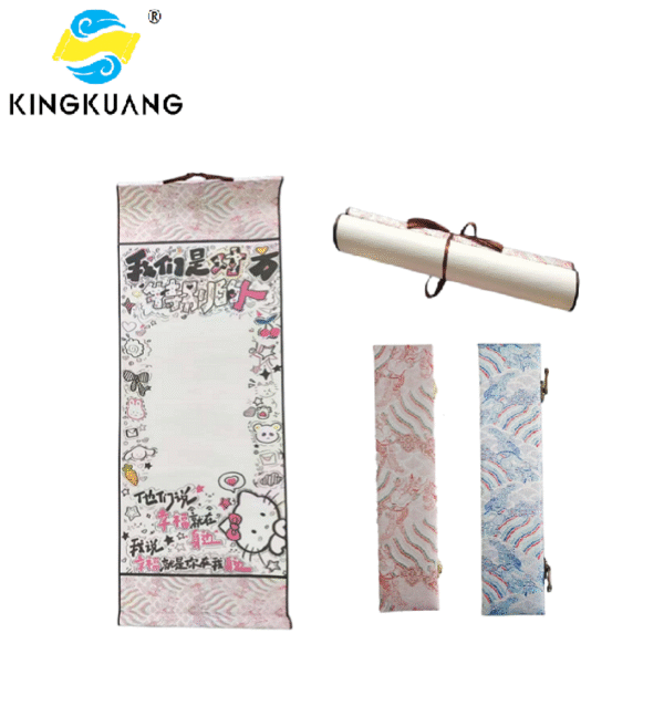 Xuan Paper Hand Scroll  100*34cm Song Brocade Box Pink  Cerulean Color Gift Necklaces Box