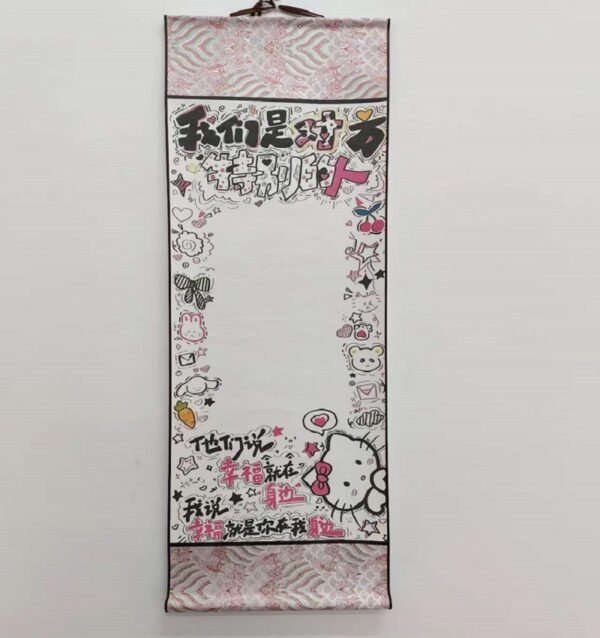 Xuan Paper Hand Scroll  100*34cm Song Brocade Box Pink  Cerulean Color Gift Necklaces Box