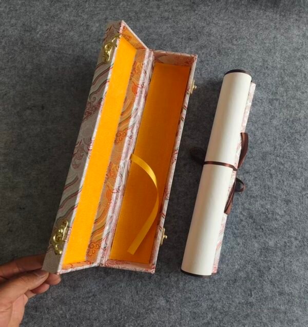 Xuan Paper Hand Scroll  100*34cm Song Brocade Box Pink  Cerulean Color Gift Necklaces Box