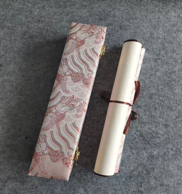 Xuan Paper Hand Scroll  100*34cm Song Brocade Box Pink  Cerulean Color Gift Necklaces Box