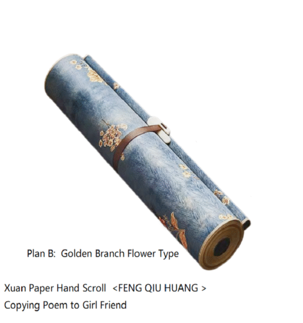000 Eternal Blue Color Xuan Paper Scroll Tracing Copying Phoenix Seeking A Mate Pursuing love proposing marriage calligraphy Artwork Brocade Box Sets