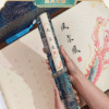 004 Eternal Blue Color Xuan Paper Scroll Tracing Copying Phoenix Seeking A Mate Pursuing love proposing marriage calligraphy Artwork Brocade Box Sets