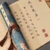 006. Eternal Blue Color Xuan Paper Scroll Tracing Copying Phoenix Seeking A Mate Pursuing love proposing marriage calligraphy Artwork Brocade Box Sets