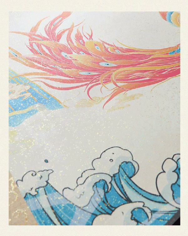 008 Eternal Blue Color Xuan Paper Scroll Tracing Copying Phoenix Seeking A Mate Pursuing love proposing marriage calligraphy Artwork Brocade Box Sets
