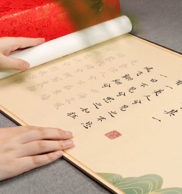 Tracing Copying  Phoenix Seeking A Mate Chinese Letter Pursuing love proposing marriage Copying calligraphy on Xuan paper hand scroll Brocade Box Sets