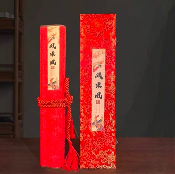 Tracing Copying  Phoenix Seeking A Mate Chinese Letter Pursuing love proposing marriage Copying calligraphy on Xuan paper hand scroll Brocade Box Sets