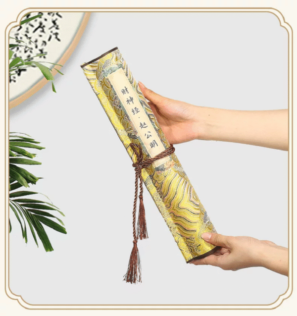 34*590cm  Xuan Paper Copying & Tracing Hand Scroll  Artworks Gift Set for Daoism Classic Scriptures < God of Wealth Scriptures> CAI SHEN JING